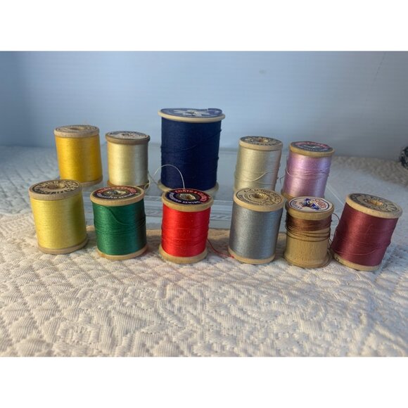 Vintage Sewing Thread wood spools set of 11 #19 - Picture 7 of 10